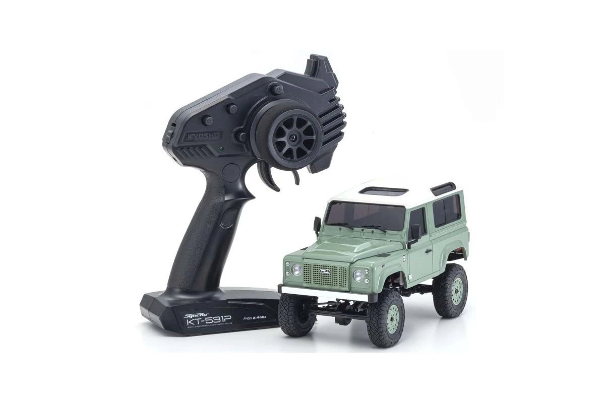 32527GR | Kyosho Mini-Z Land Rover Defender Grasmere 4x4 Electric RC Car - Green/Alaska White 4 32527GR | Kyosho Mini-Z Land Rover Defender Grasmere 4x4 Electric RC Car - Green/Alaska White - Image 2