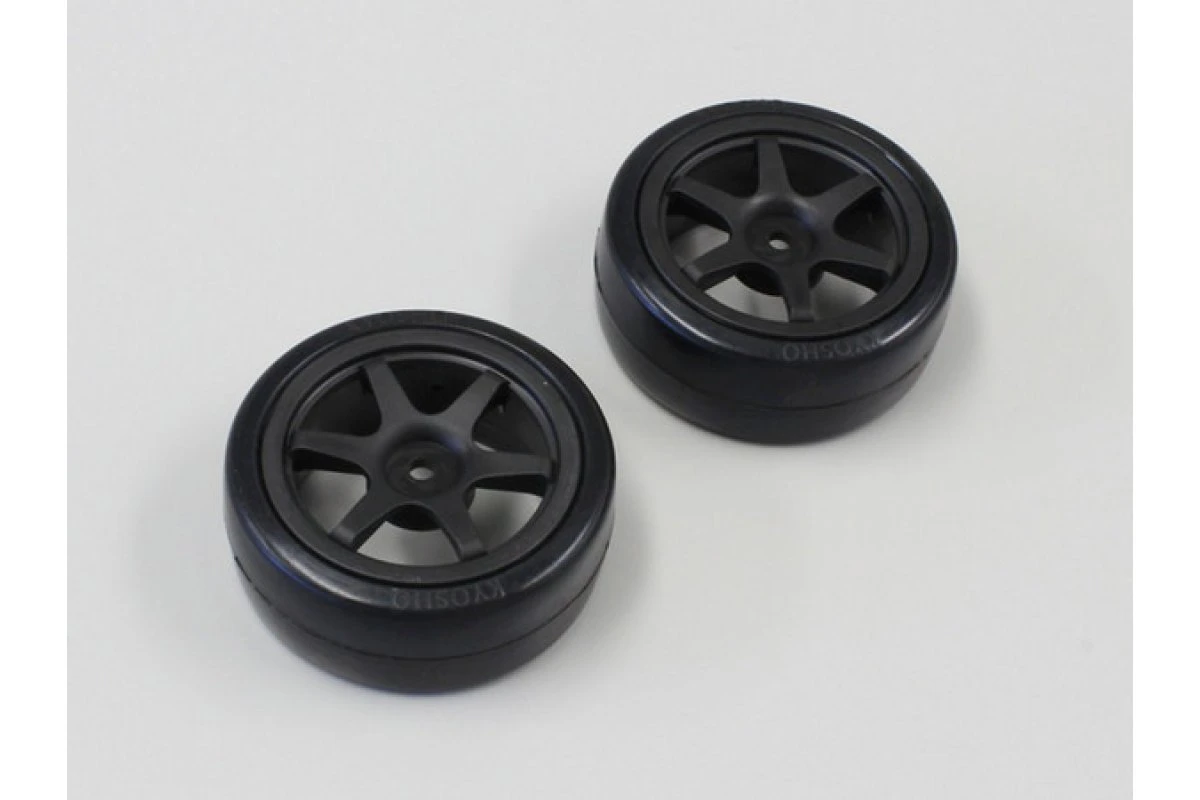 FAT307BK | Kyosho 2.5" Drift Tyres On Black 6 Spoke Rims 2Pcs 3 FAT307BK | Kyosho 2.5" Drift Tyres On Black 6 Spoke Rims 2Pcs